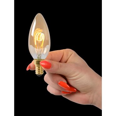 Lucide LED-Lampe - Glühbirne dimmbar - Ø 3,5 x 9,8 cm - E14 - 3W - 2200K - bernsteinfarben