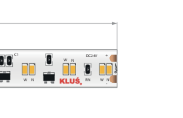Klus LED-Streifen - 1cm breit, 500cm lang - 24Vdc - dimmbar bis warm - 9.6W LED pro Meter - 224 LEDs pro Meter - IP20 - 1800-3000K