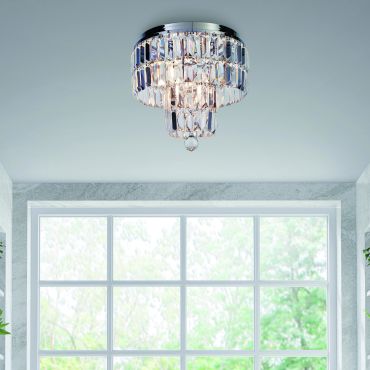 Searchlight Empire - Deckenleuchte - Ø 34 x 33 cm - IP44 - Chrom und transparent