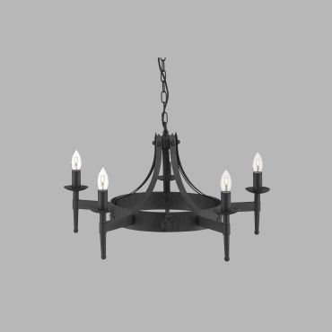 Searchlight Cartwheel - Kronleuchter - Ø 67 x 90 cm - schwarz