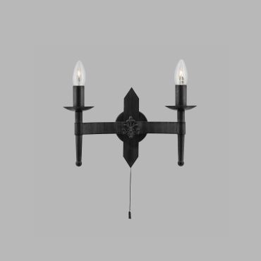 Searchlight Cartwheel - Wandleuchte mit Zugschalter - 34 x 21,5 cm - schwarz
