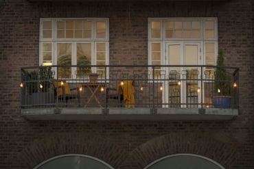 Konstsmide - dekoratives Partylichtset mit Dimmfunktion und austauschbaren LED - 4,5m Länge mit 10m Kabel - 10 LED-Lampen inkl. - 4,2W - IP44 - schwarz