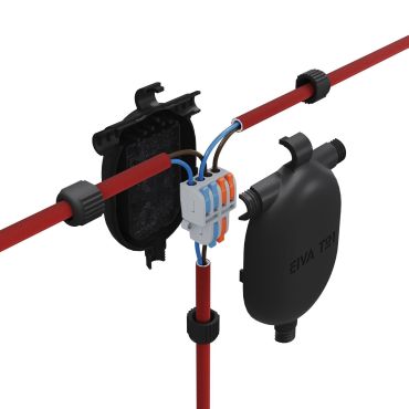 Creative Cables EIVA 3-Wege - Silikon-Kabelhalter - 7,5 x 11,5 x 2,6 cm - IP65 - schwarz
