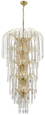 Searchlight Waterfall - Kronleuchter - Ø 58 x 264 cm - gold und transparent