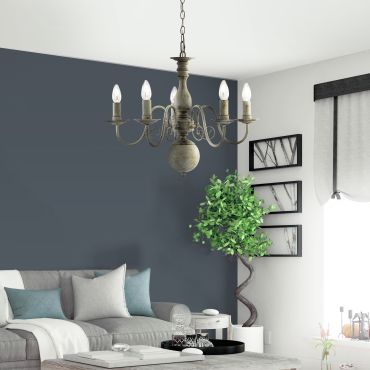 Searchlight Greythorne - Kronleuchter - Ø 60 x 133 cm - grau