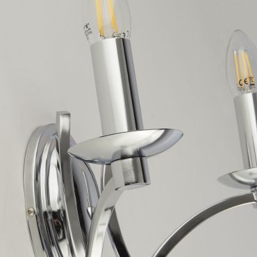 Searchlight Ascot - Wandleuchte mit Zugschalter - 32,5 x 17 cm - Chrom