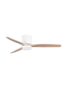 Nova Luce Aloa - Deckenventilator mit Licht und Fernbedienung - Ø 132 x 27,5 cm - 18W LED inkl. - Sand Weiß und Naturholz