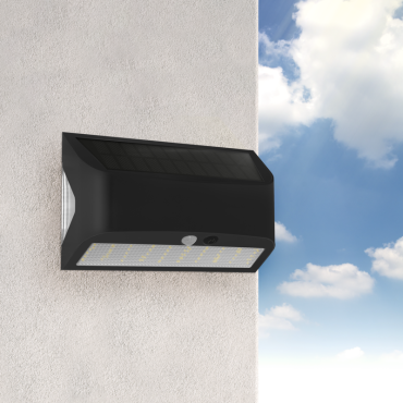 Century Italia Arcadia Max -  solarbetriebene Außenwandleuchte mit Sensor - 18 x 6,2 x 11,3 cm - 6W LED inkl. - IP65 - schwarz