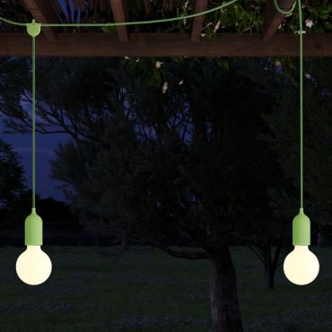 Creative Cables Eiva F-snake - tragbare Lichtgirlande - 2,25 Meter Gesamtlänge - 2 x Eiva 3-fach E27 Fassung mit Silikonkabelhalter - IP65 - soft green