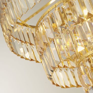 Searchlight Empire - Pendelleuchte - Ø 48 x 150 cm - Messing satiniert und champagnerfarben